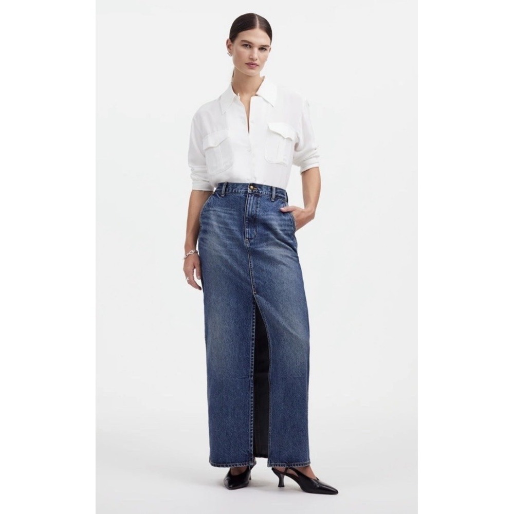 Alexa Chung for Madewell Denim Maxi Skirt Women's 25‎ Croswell Wash Front Slit